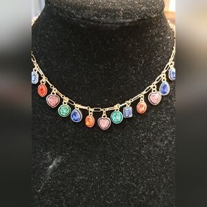 NWT NOIR NECKLACE BLUES RED GREEN PINK HEARTS SHAPES CHOKER STYLE